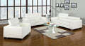 White Bonded Leather Sofa and Loveseat D9318