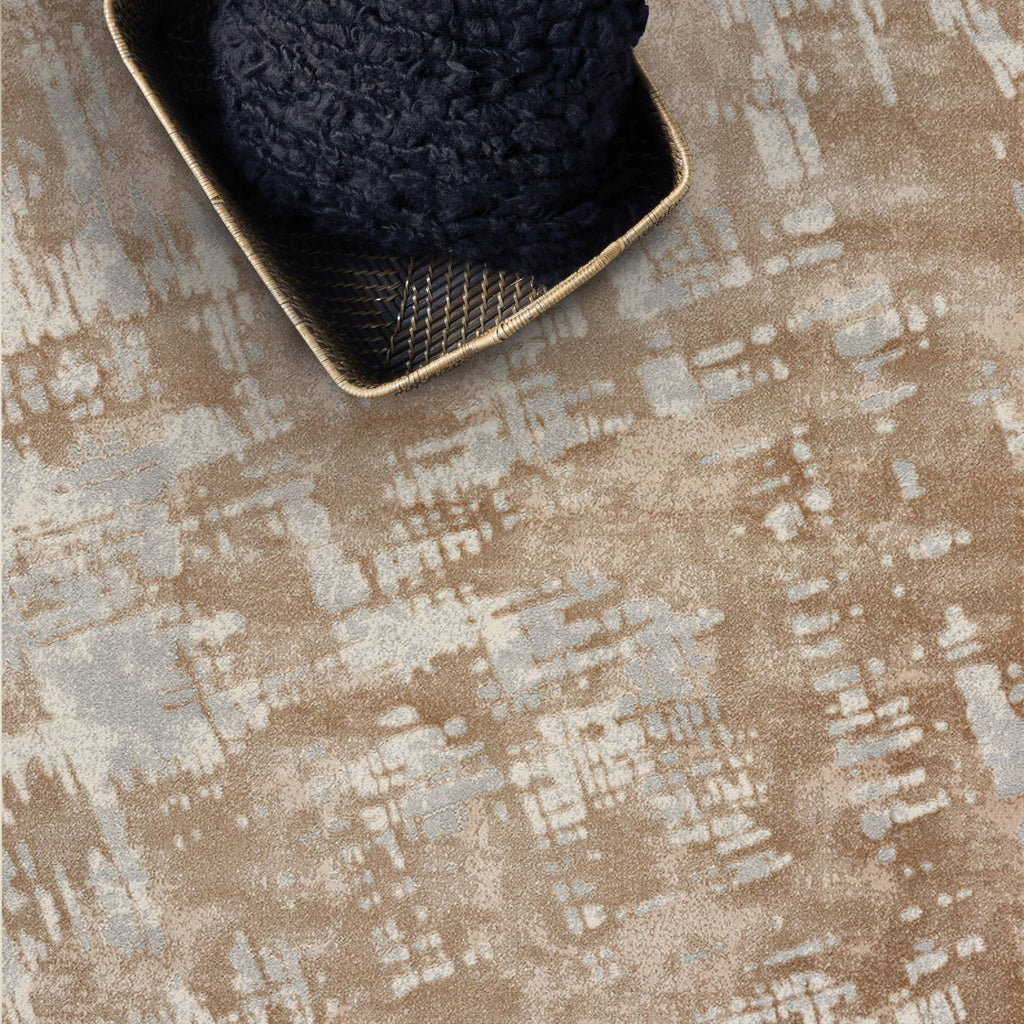 Tan Light Blue Small Rug B3088
