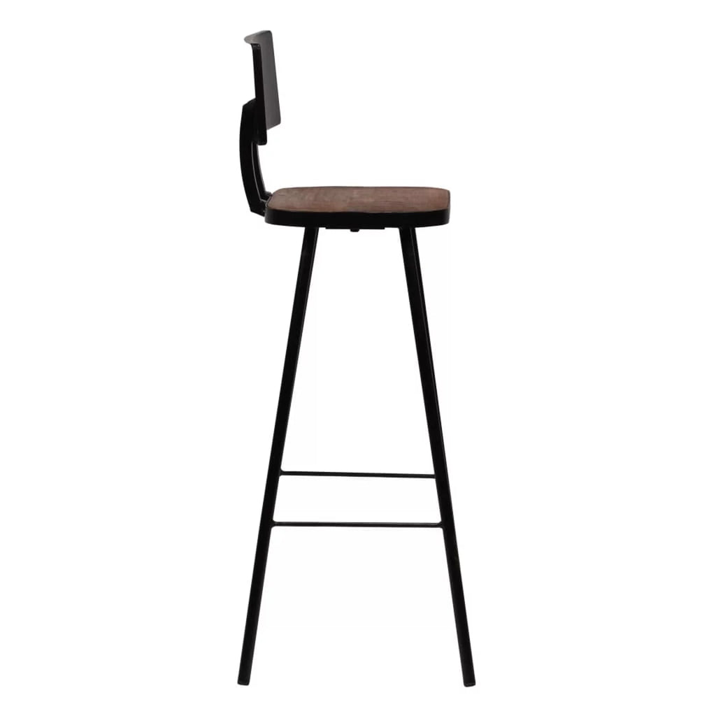4 Piece Reclaimed Wood Bar Stools with Backrest Steel Frame X401