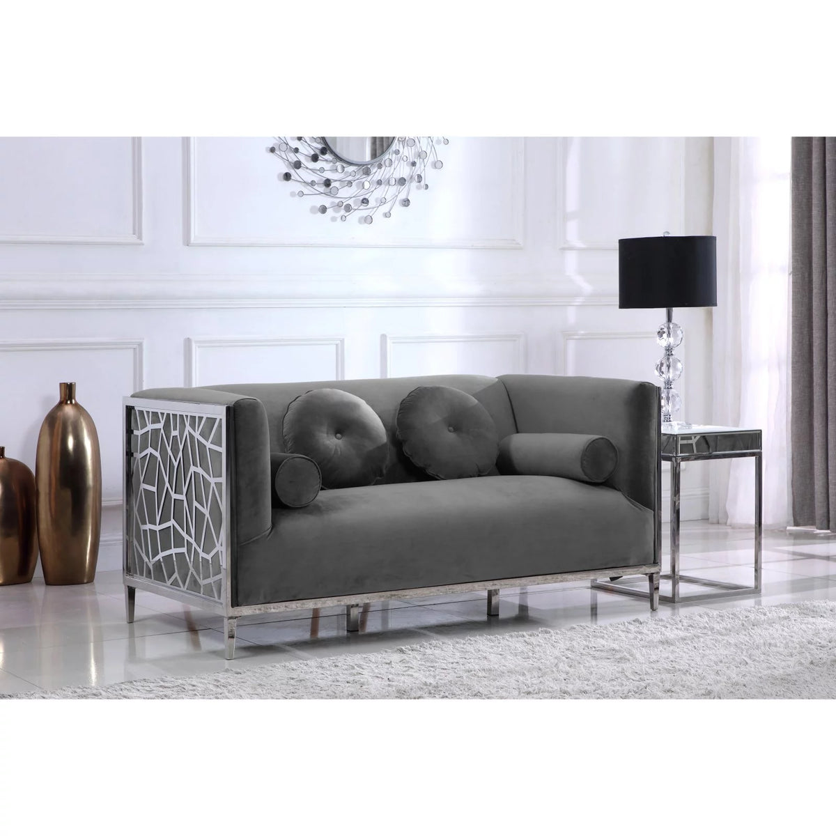 Black Velvet Loveseat K8678