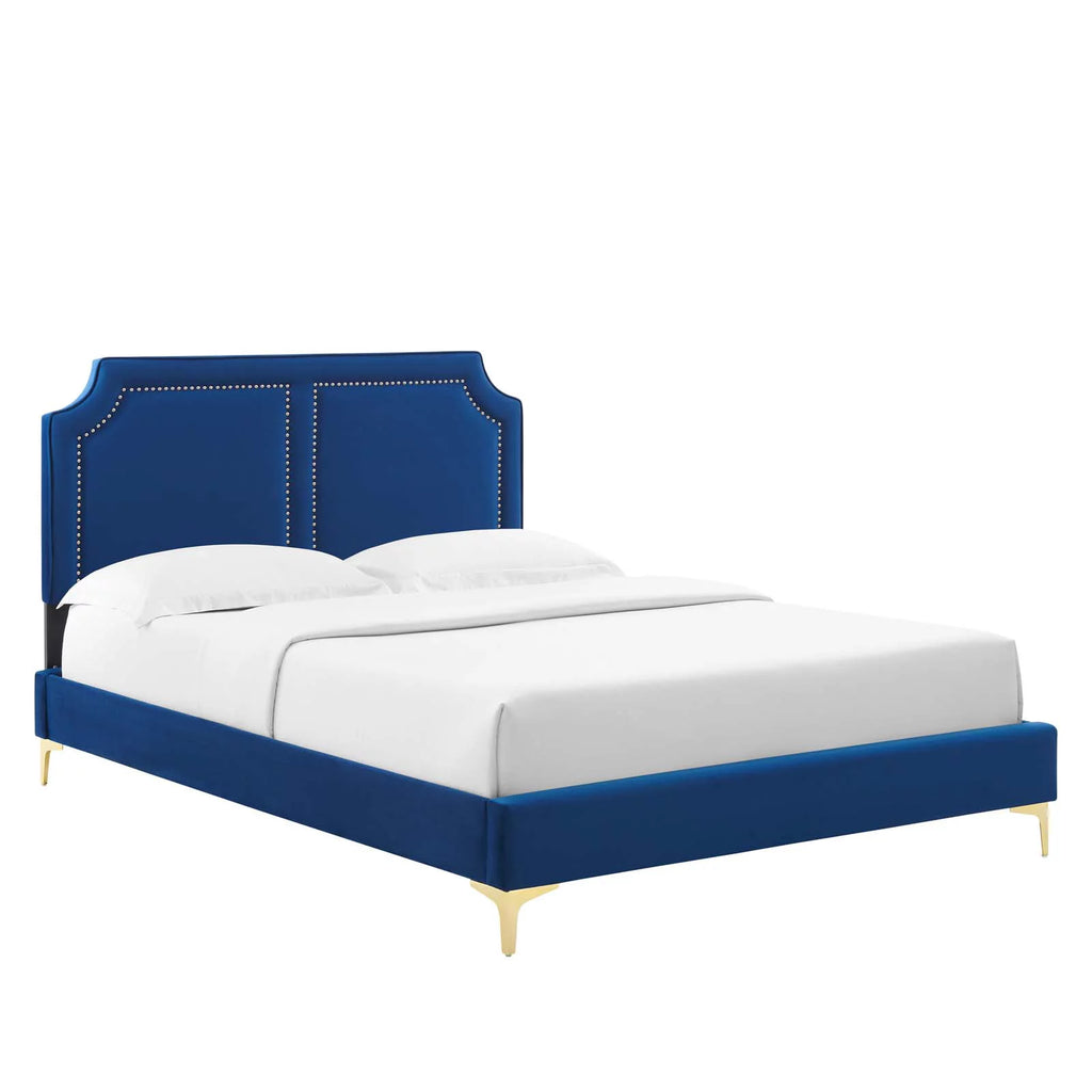 Navy Performance Velvet King Bed T73102