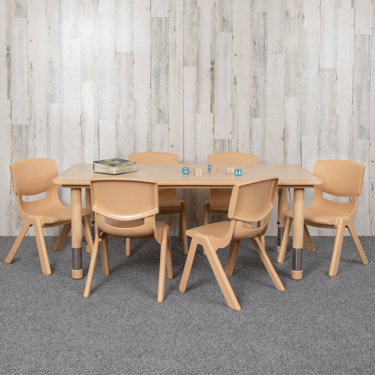 Rectangle Plastic Activity Table Set with 6 Chairs A4092