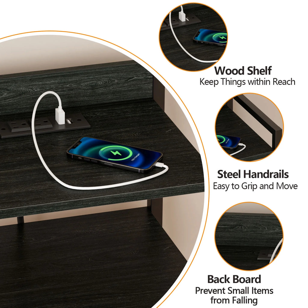 White Fabric Vertical Dresser with Charging Station D2135