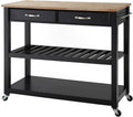 White Kitchen Prep Cart with Wood Top X779867