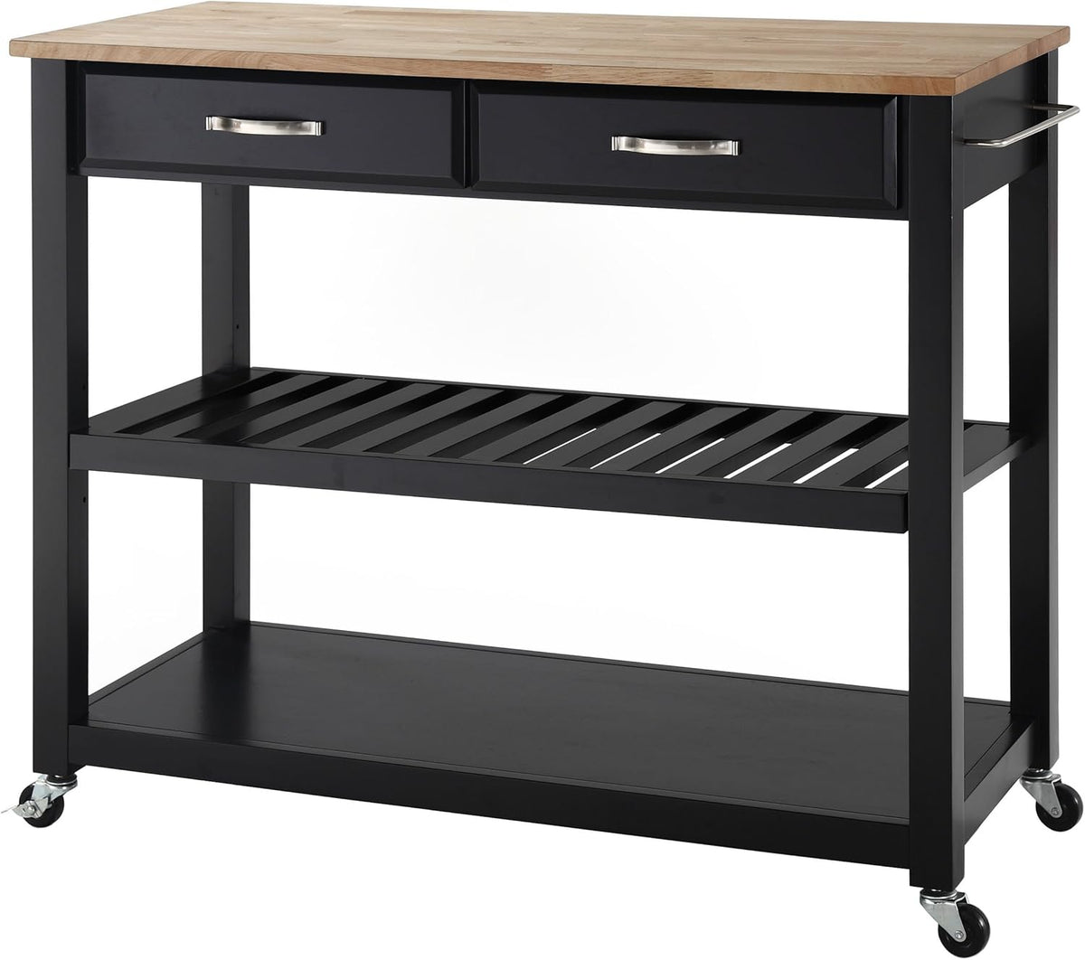 White Kitchen Prep Cart with Wood Top X779867