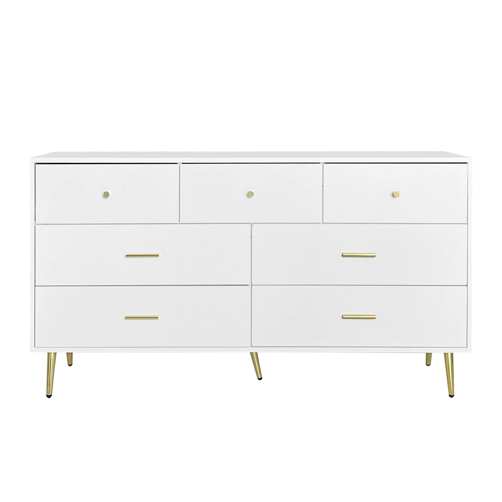 White 6 Drawer Rustic Wood Dresser L4651