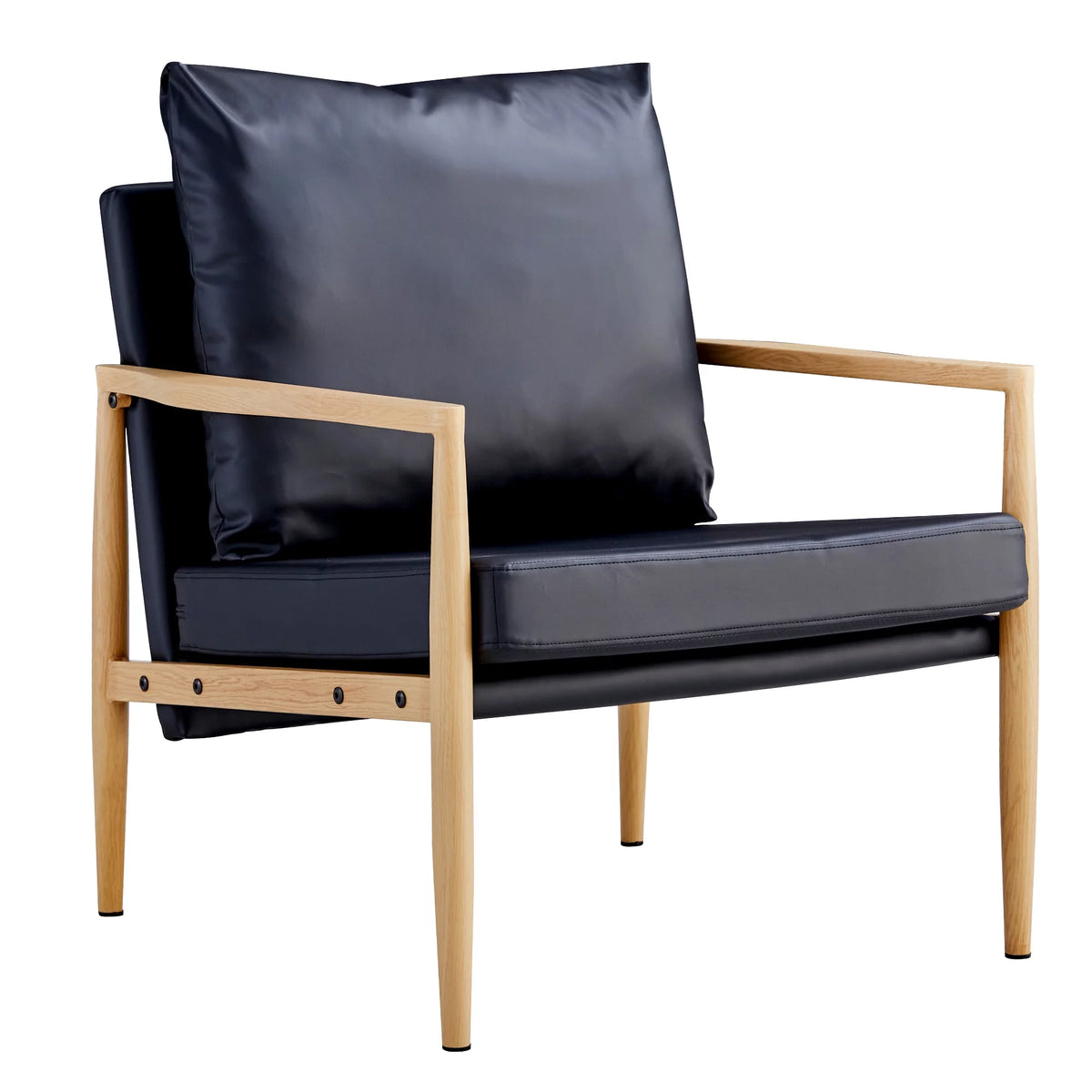 Black PU Leather Upholstered Accent Armchair L718