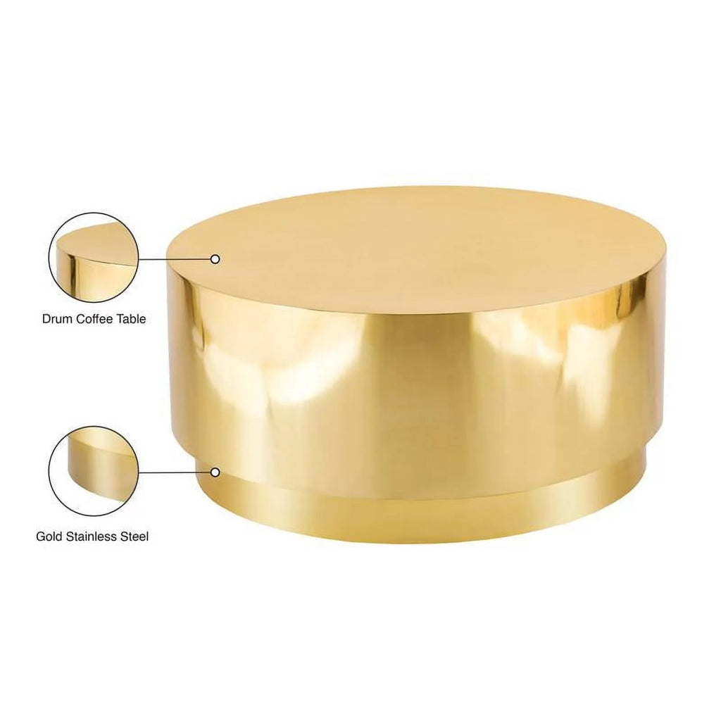 Gold Stainless Steel Drum Coffee Table Z169