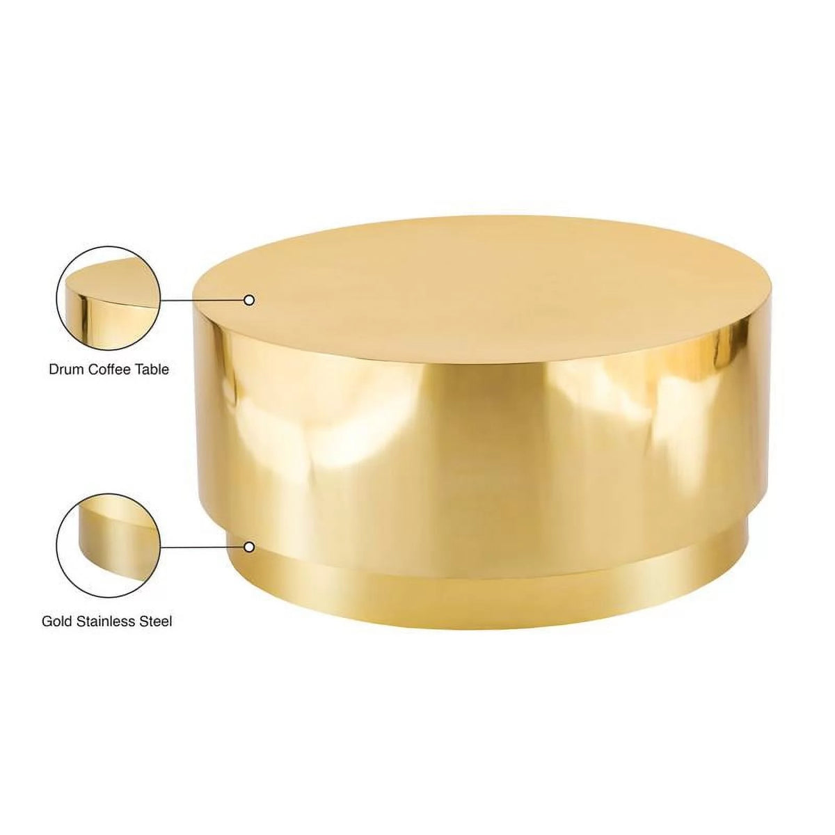 Gold Stainless Steel Drum Coffee Table Z169