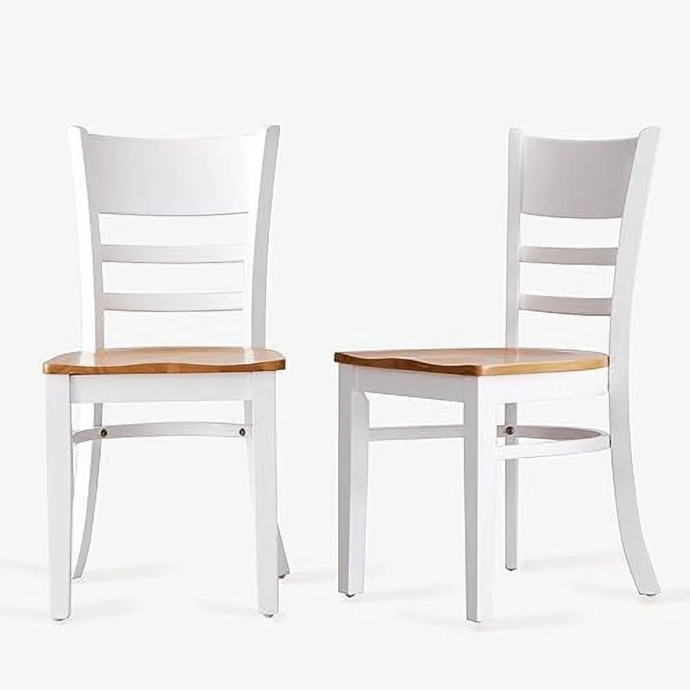 Wooden Dining Chairs Set of 2 Ladder Back Armless Walnut X7269