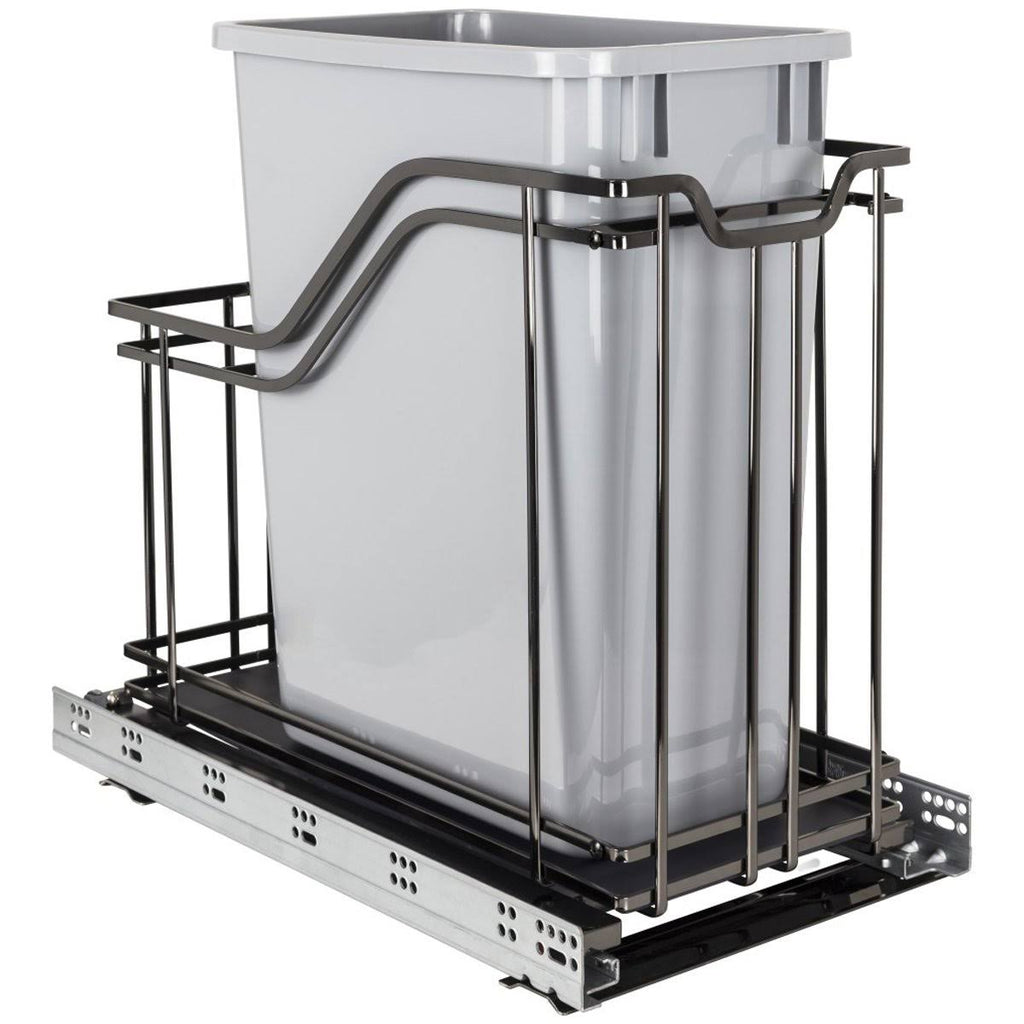 Metal Single Trashcan Polished Chrome with Grey D854