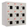 9 Bay Steel Cell Phone Locker with Charger and Key Lock A3901