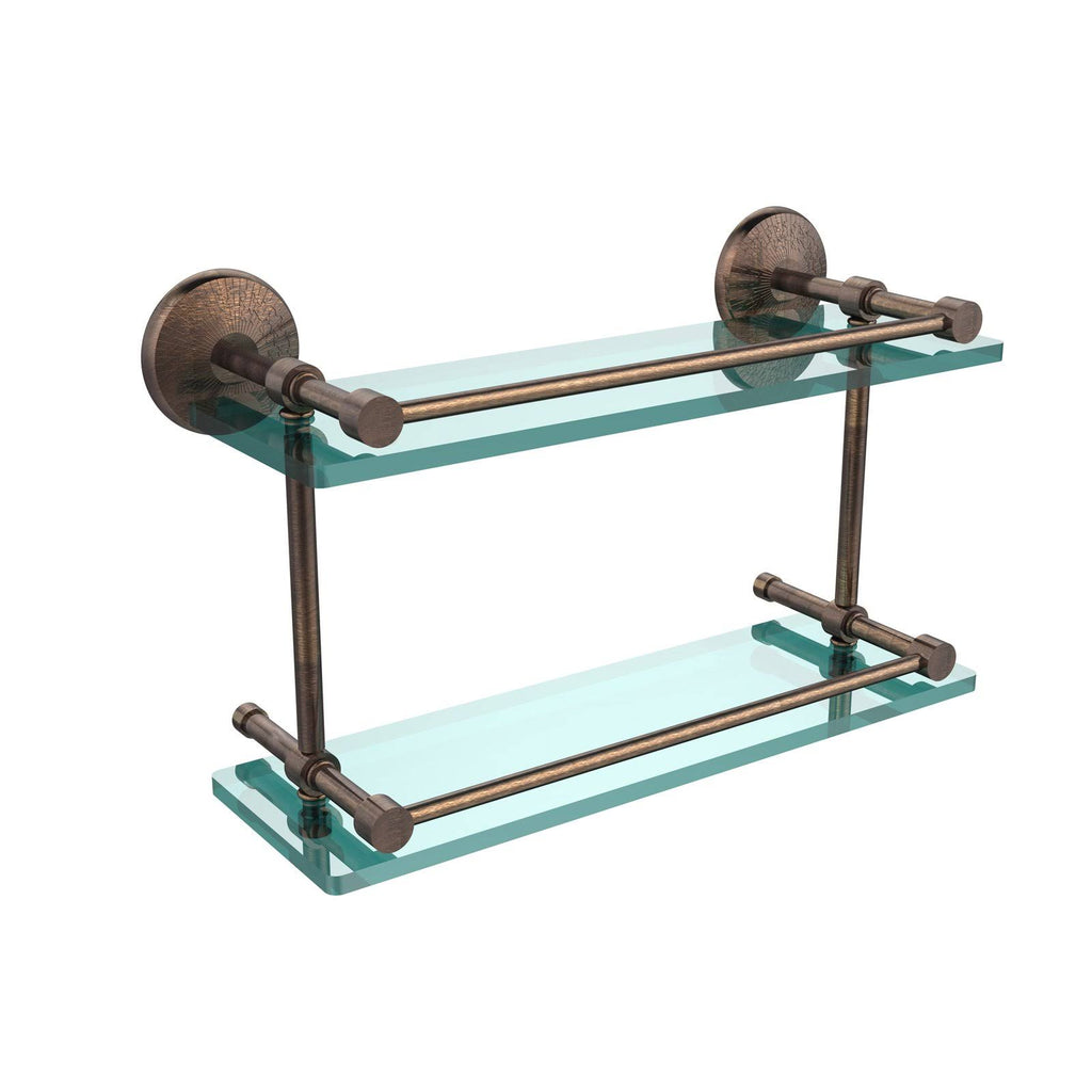 Venetian Bronze 16 inch Double Glass Shelf with Gallery Rail F992