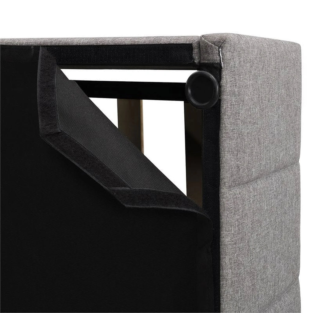 Twin Wood Platform Bed with Fabric Upholstery in Gray X14206