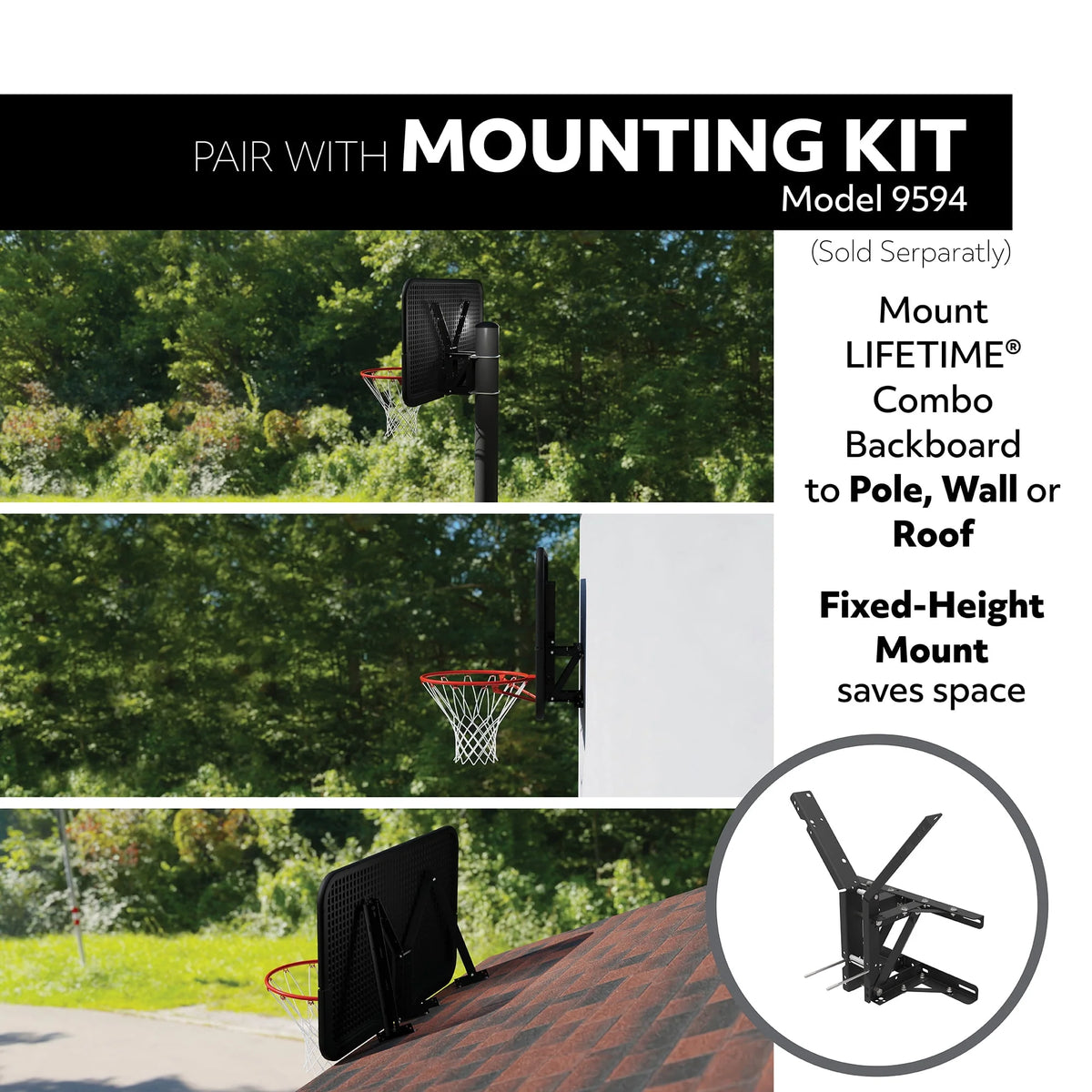 44 inch Polycarbonate Basketball Backboard and Rim Combo Y872849