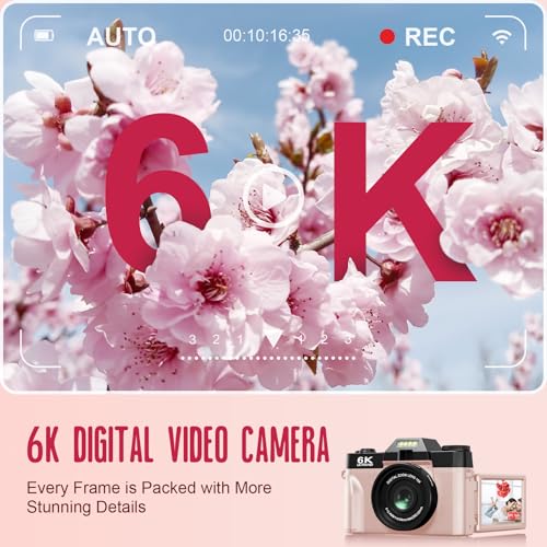 6K 64MP Compact Digital Camera with Microphone W1309