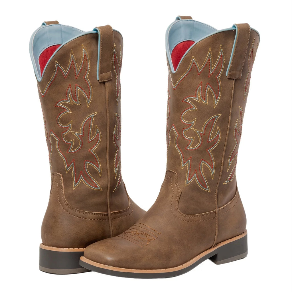 Brown Square Toe Western Cowboy Boots M75484