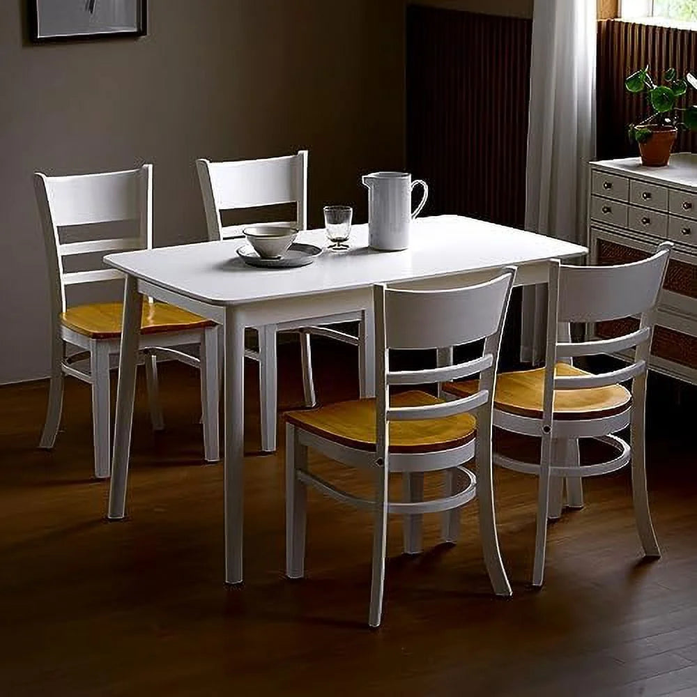 Wooden Dining Chairs Set of 2 Ladder Back Armless Walnut X7269