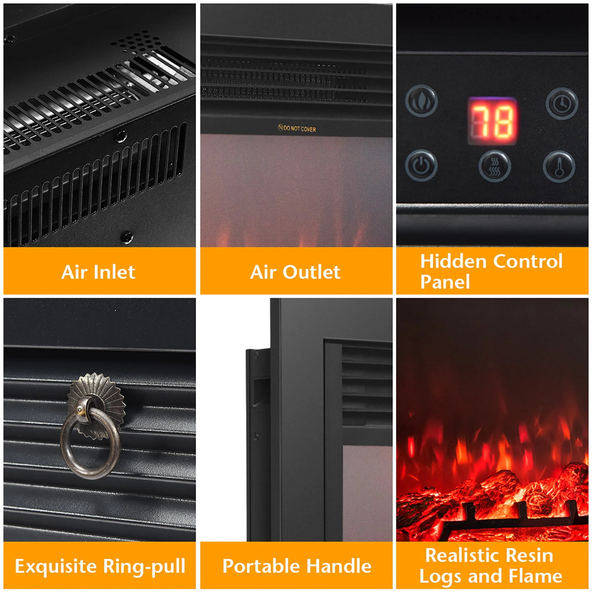 28.5 Electric Fireplace Insert Heater with Remote Y1681