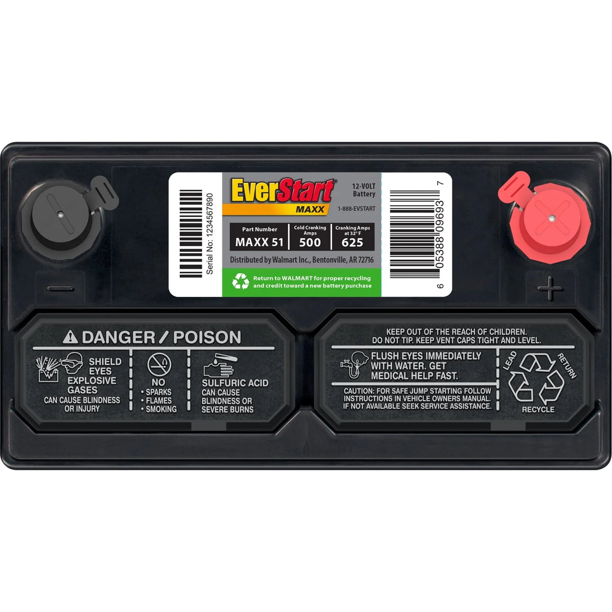 Lead Acid Automotive Battery Group Size 51 12 Volt 500 CCA P4823