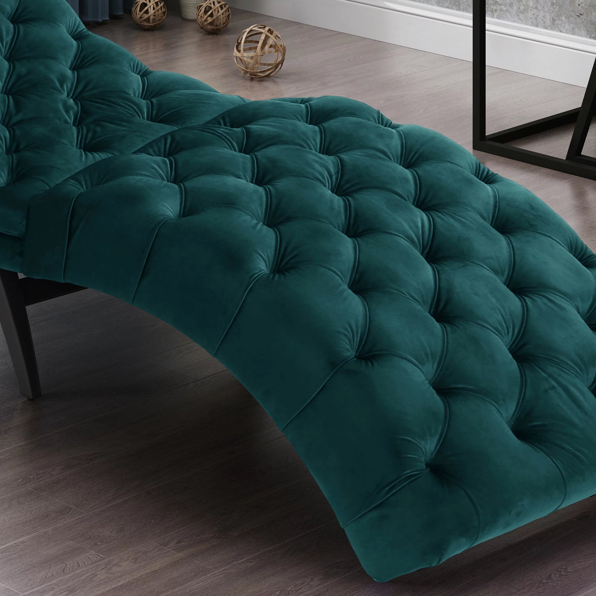 Teal Velvet Button Tufted Chaise Lounge M8081