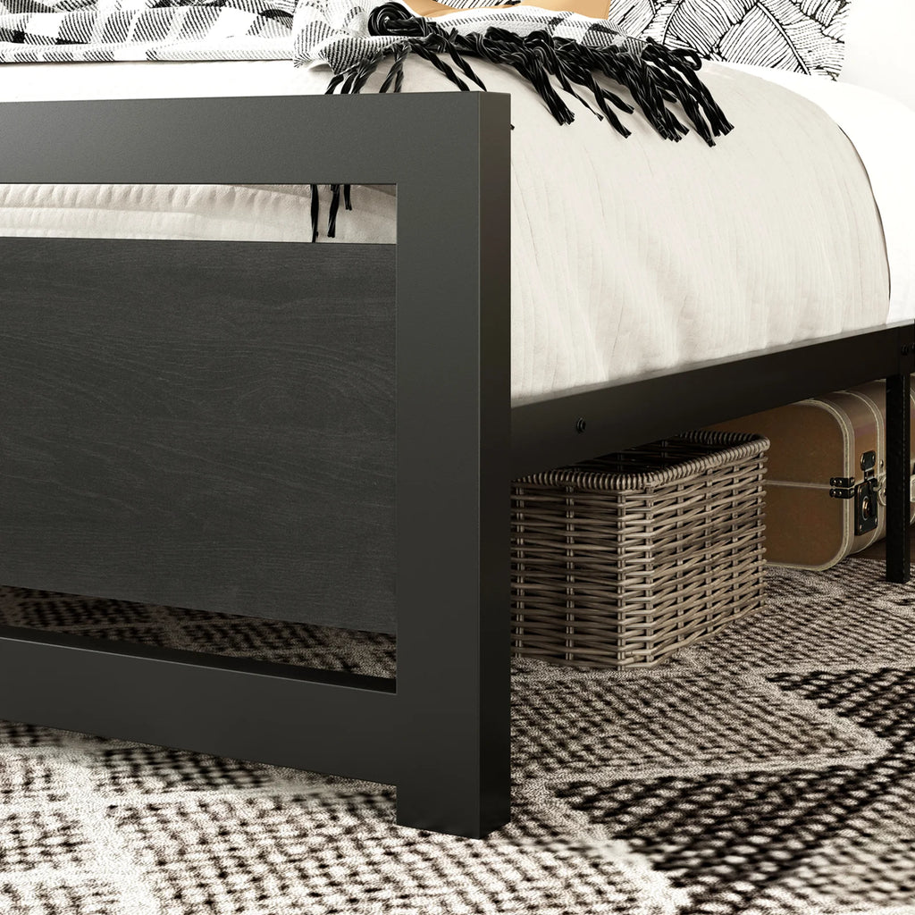 Queen Size Metal Platform Bed Frame with Headboard & Footboard S693627