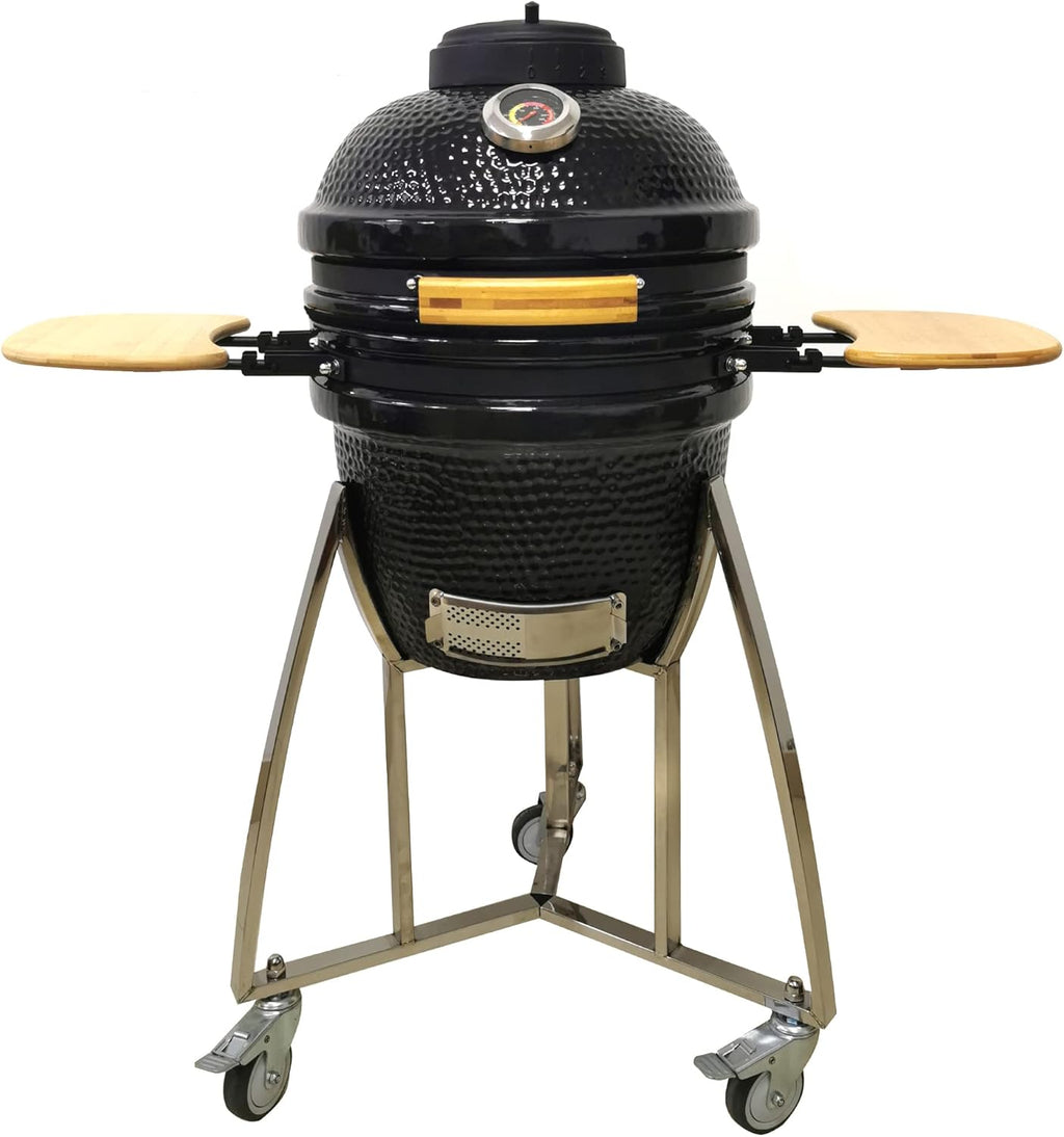 24 Kamado Ceramic Grill with Stainless Steel Cart I85126