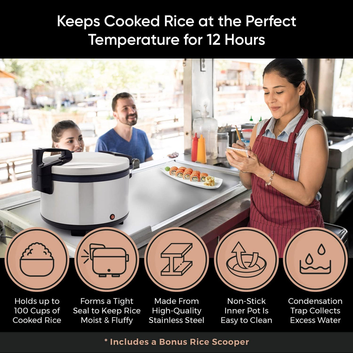 Large Capacity Stainless Steel 100 Cup Rice Warmer C620794