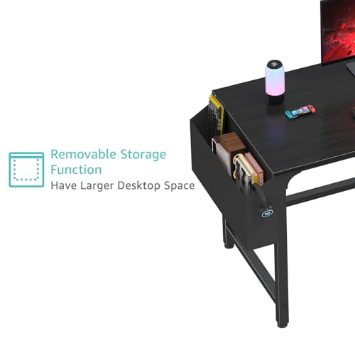 White 55 Inch Computer Desk with Fabric File Drawers Cabinet Y59845