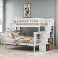 White Twin over Full Stairway Bunk Bed with Storage O52884