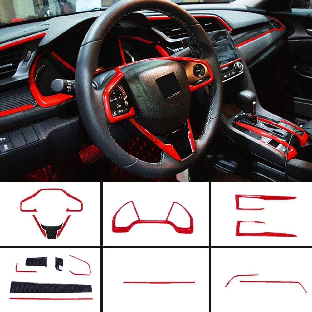 Full Set Car Interiors Instrument Panel Center Console Moulding Trim Air Outlet Steering Wheel Cover 16Pcs J103