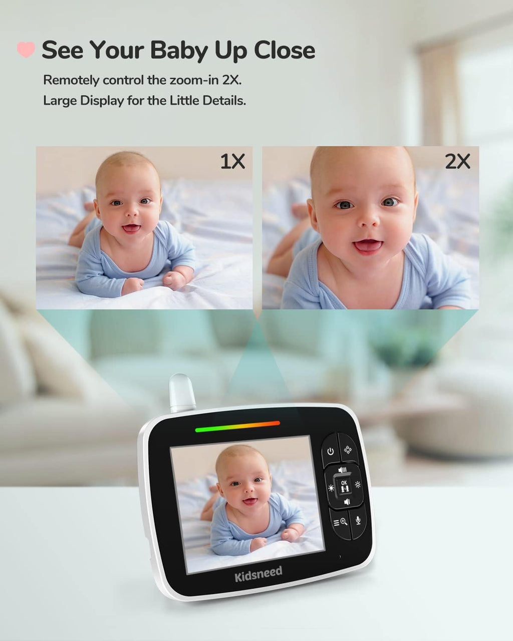 Video Baby Monitor with Pan-Tilt-Zoom Camera and Night Vision B806