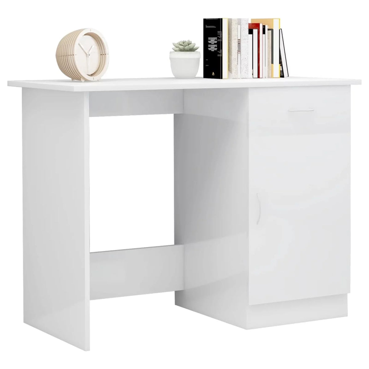 High Gloss White Engineered Wood Desk I10233