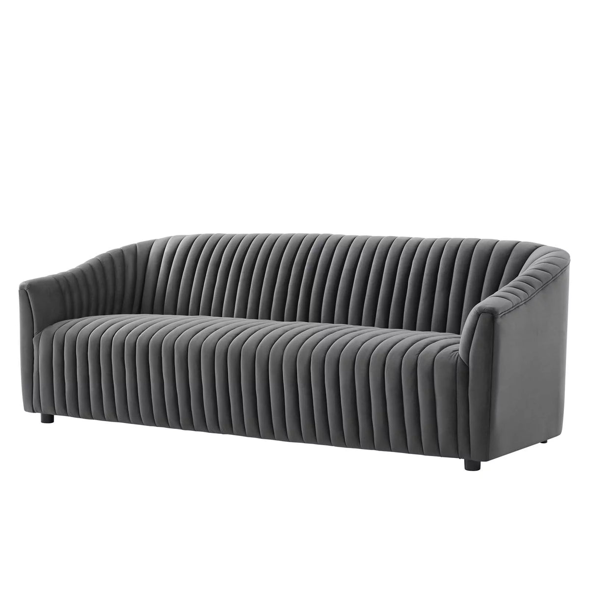 Charcoal Grey Velvet Tufted Sofa O505824