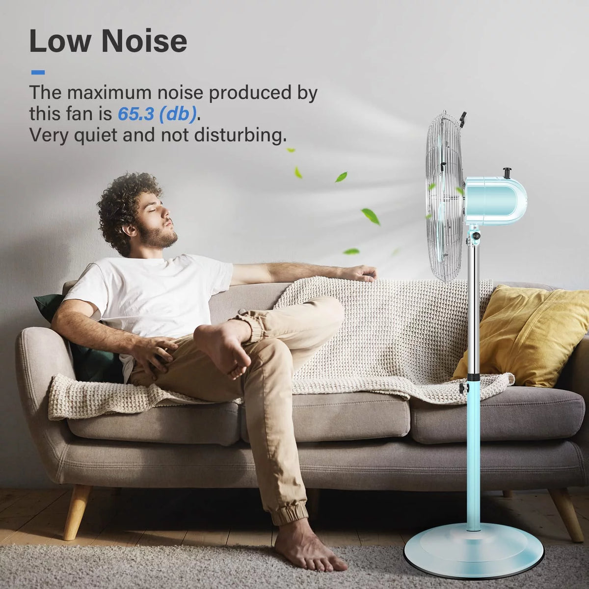 Metal Pedestal Fan, Quiet Oscillating Standing Fan with Height Adjustable W6618