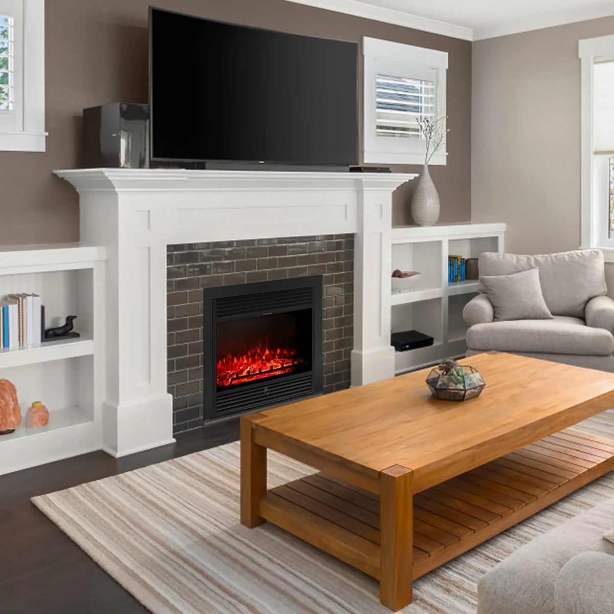 28.5 Electric Fireplace Insert Heater with Remote Y1681