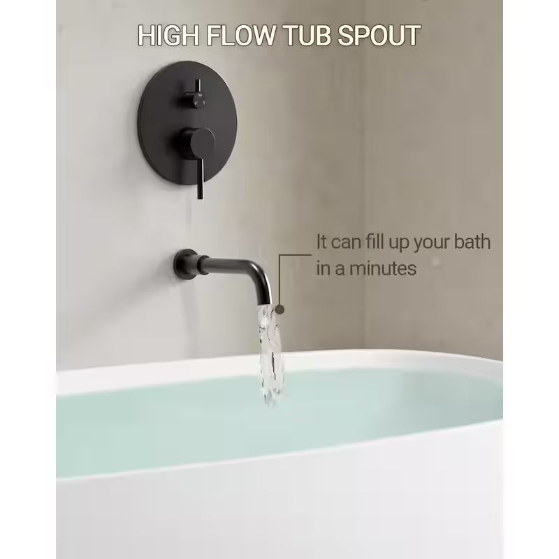 10 in. Wall Mount Shower Head and Tub Faucet 2.5 GPM Matte Black Z313147