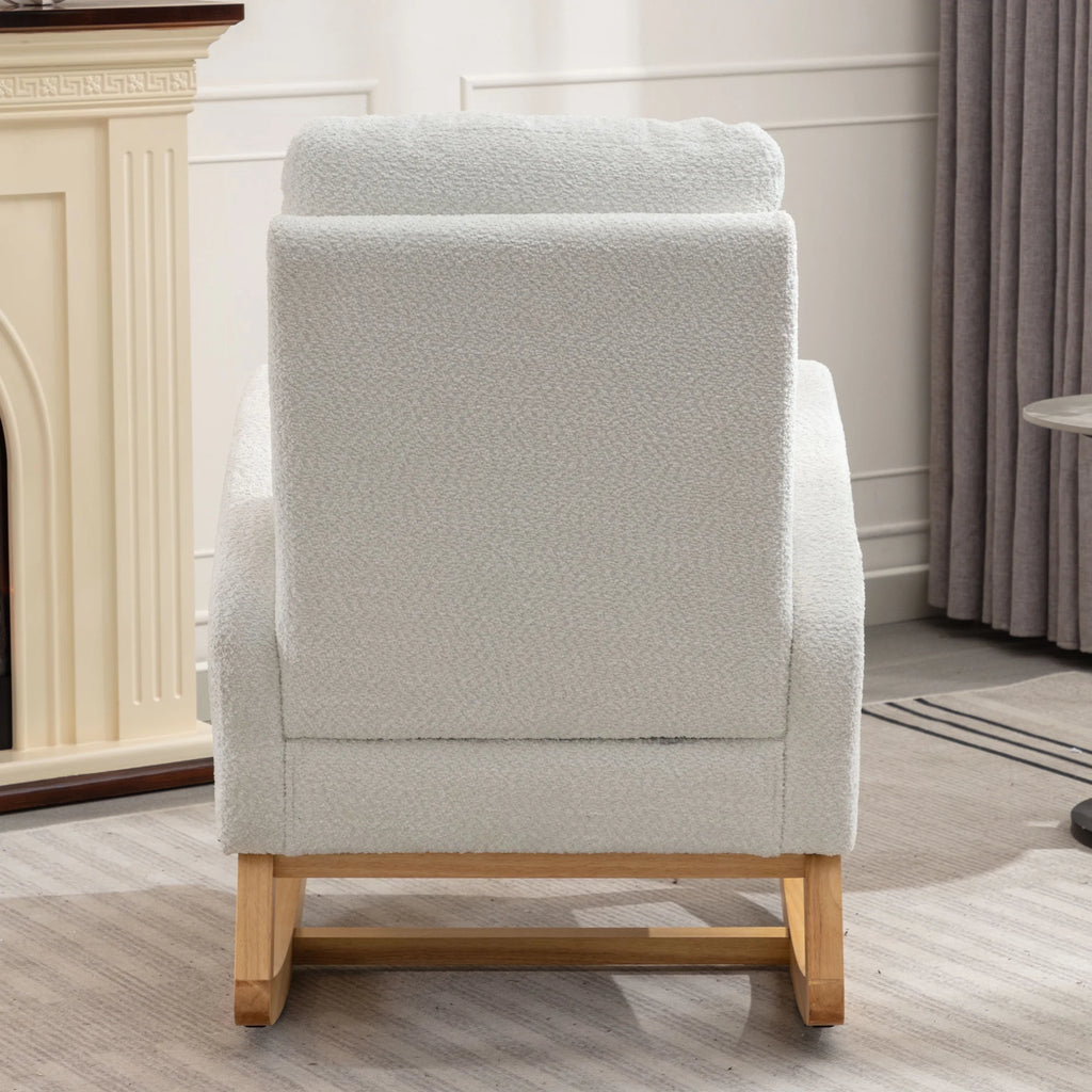 Rocking Chair with Footrest High Back Rubber Wood Legs P538117