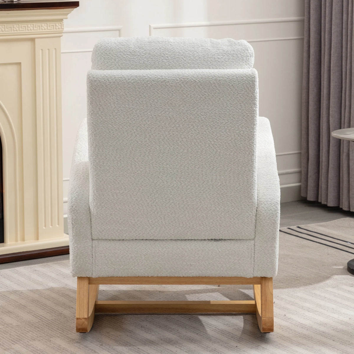 Rocking Chair with Footrest High Back Rubber Wood Legs P538117