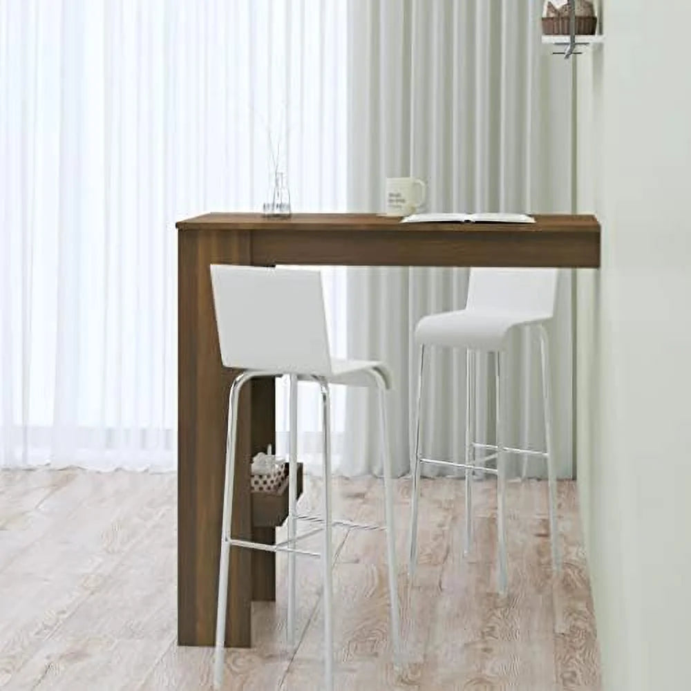 Black Engineered Wood Wall Table with Compartments H4056