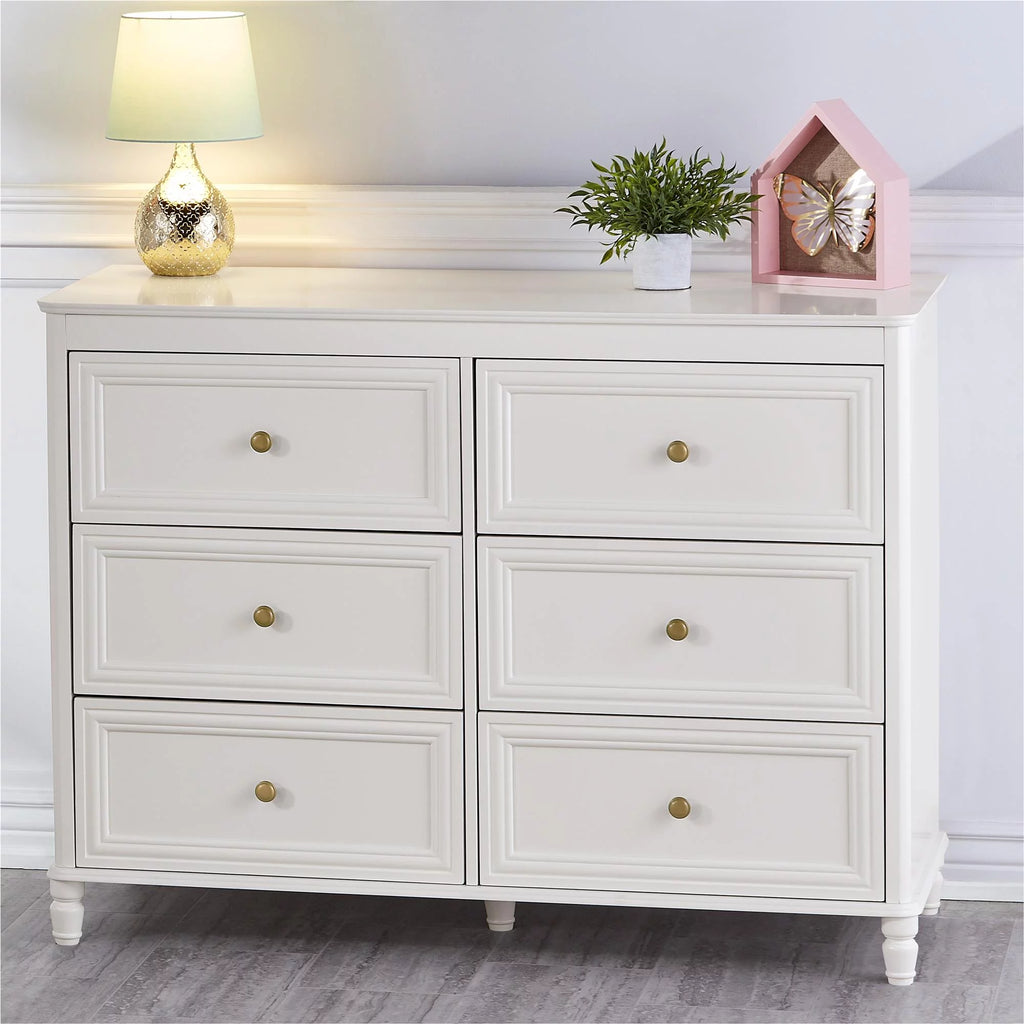 6 Drawer Ivory White Dresser D933091