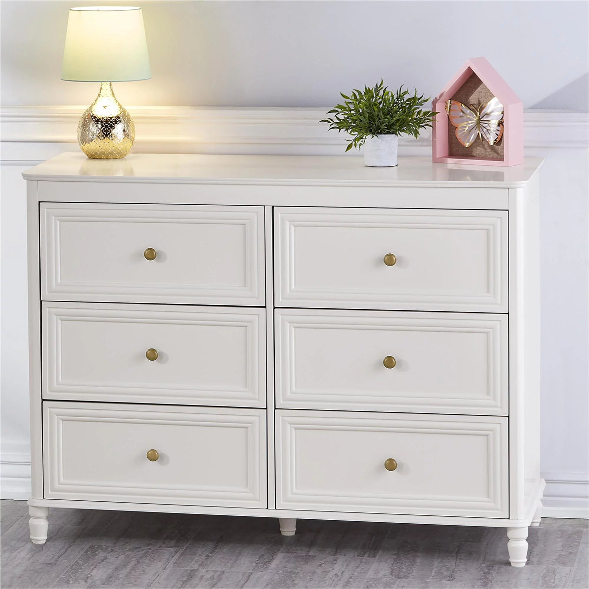 6 Drawer Ivory White Dresser D933091