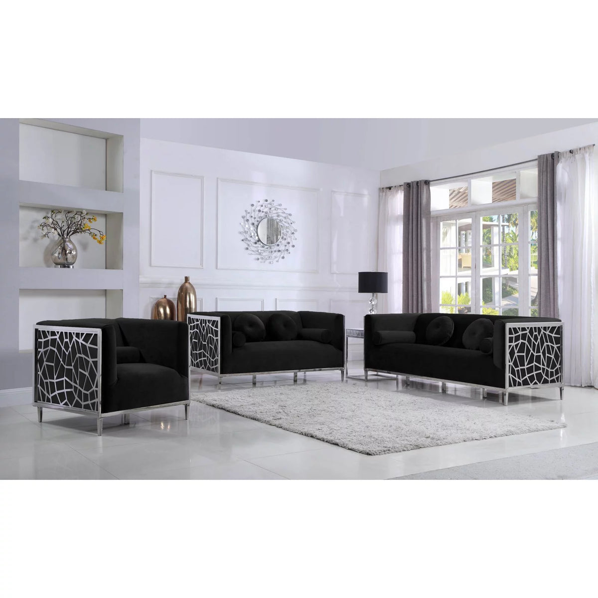 Black Velvet Loveseat K8678
