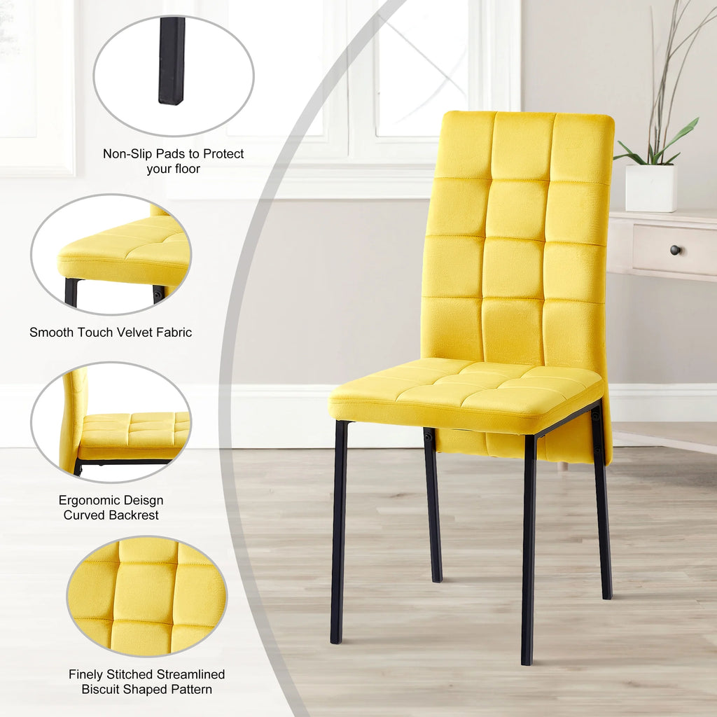 Yellow Velvet Dining Chairs Set Of 4 J6500