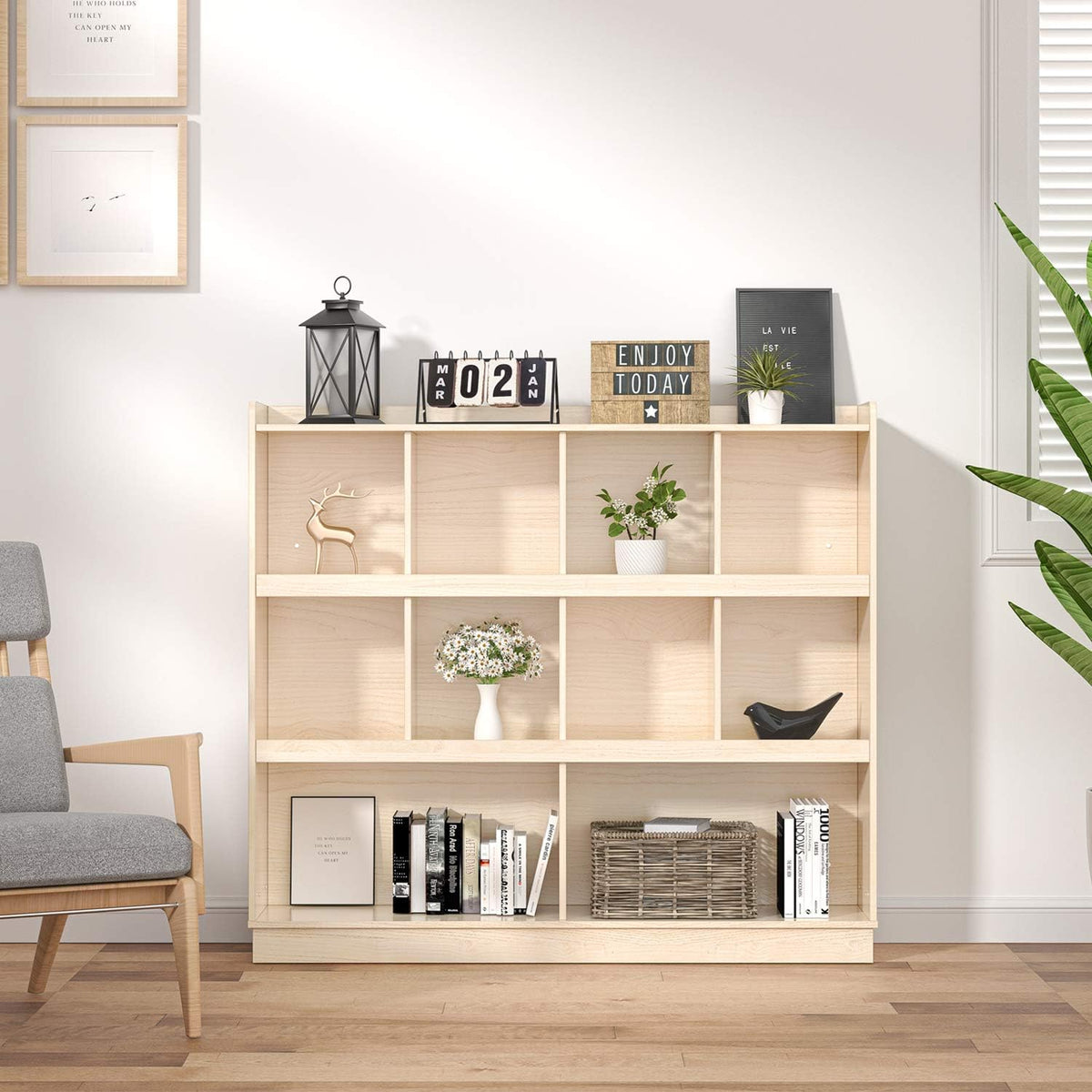 White 5 Tier Bookshelf with 3 Adjustable Shelves G19698