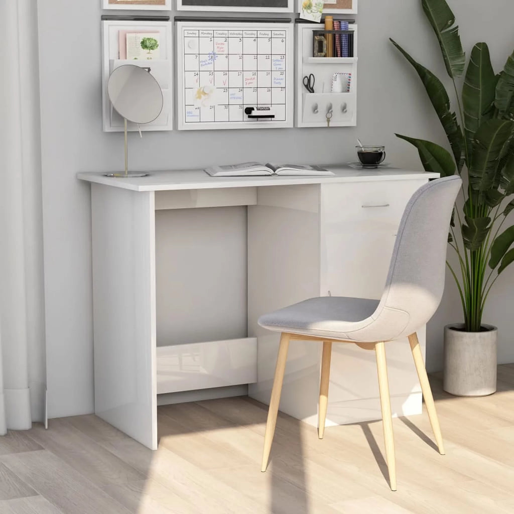 High Gloss White Engineered Wood Desk I10233