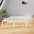 White 14 Inch Metal Platform Bed Frame with Under Bed Storage B754