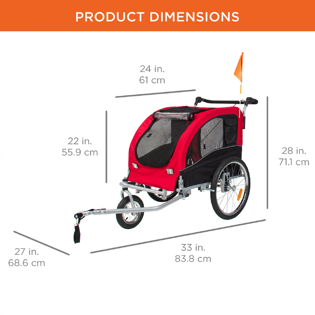 2-in-1 Dog Bike Trailer Pet Stroller Bicycle Carrier H407846