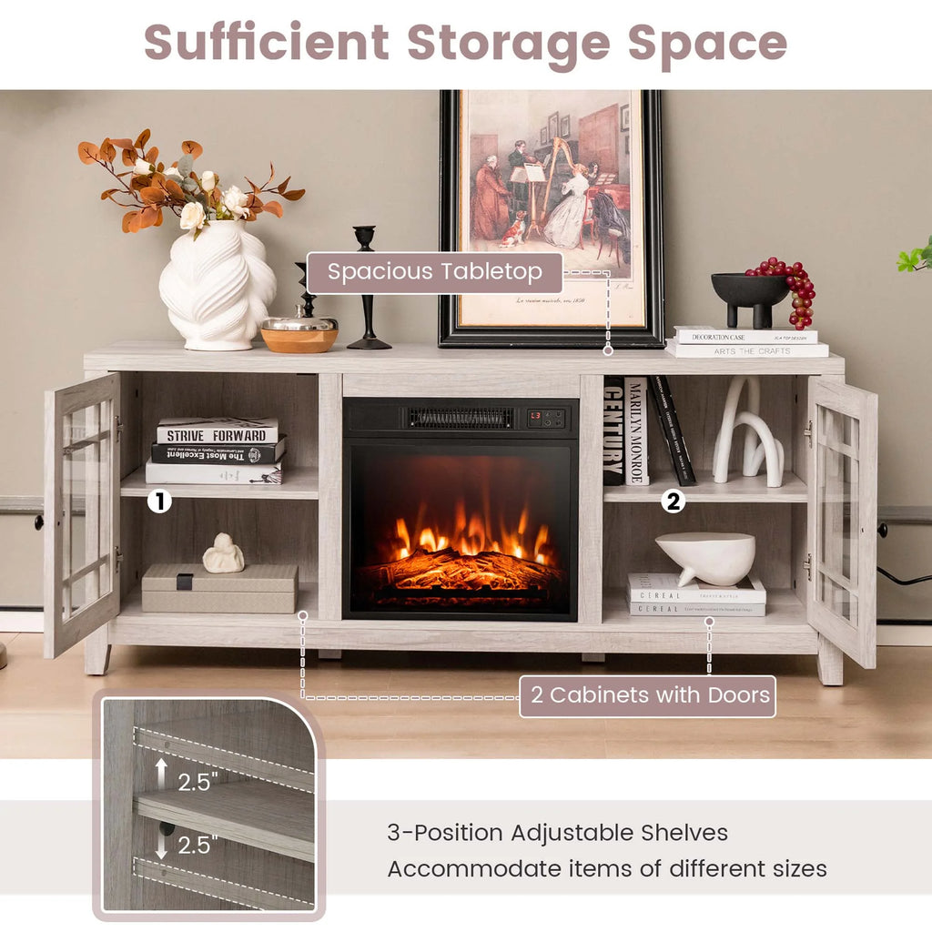 58 Inches Fireplace TV Stand with 1400W Electric Fireplace K578