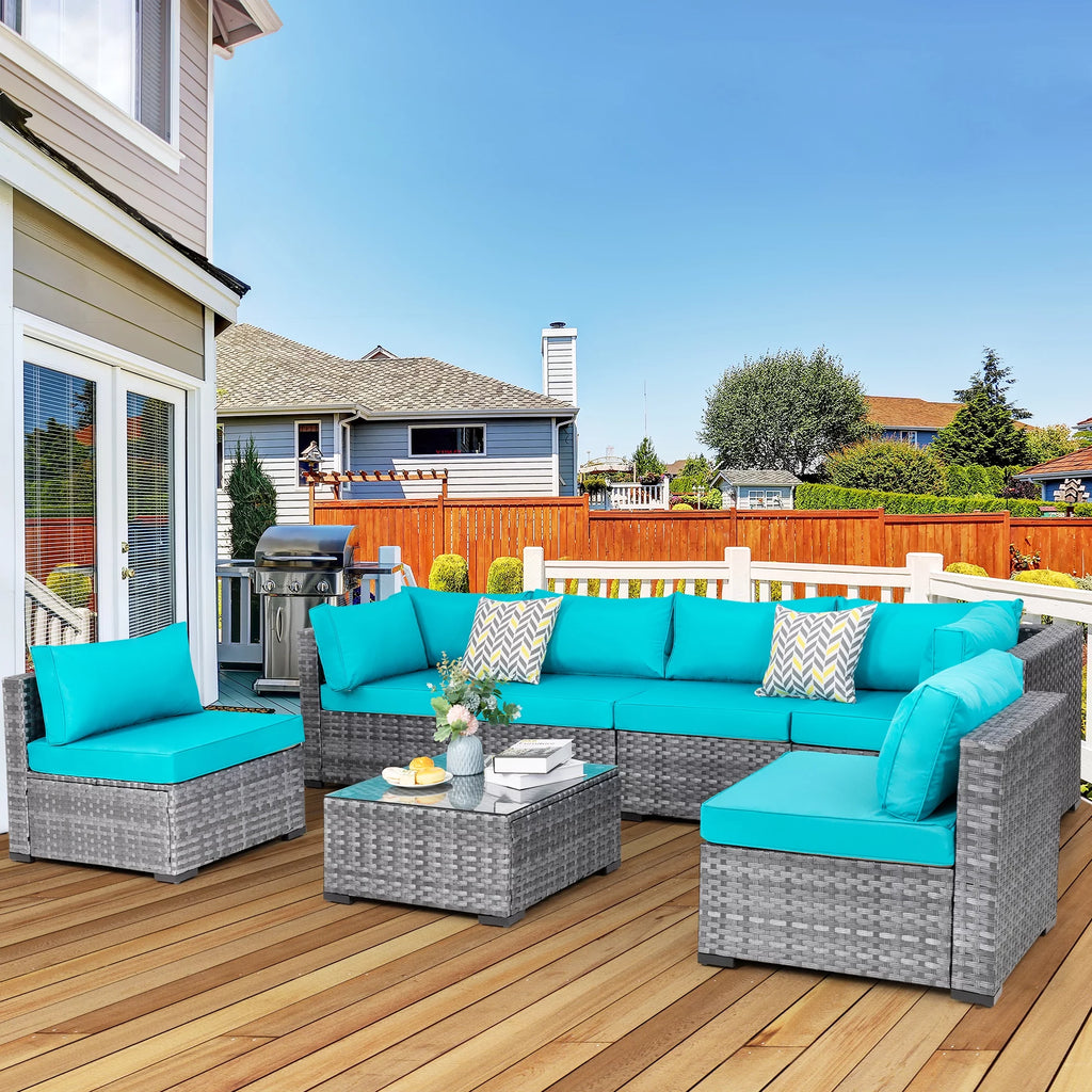 7 Piece Wicker Outdoor Sectional Sofa Set Y247
